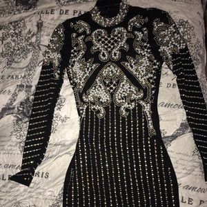 embellished mesh dress